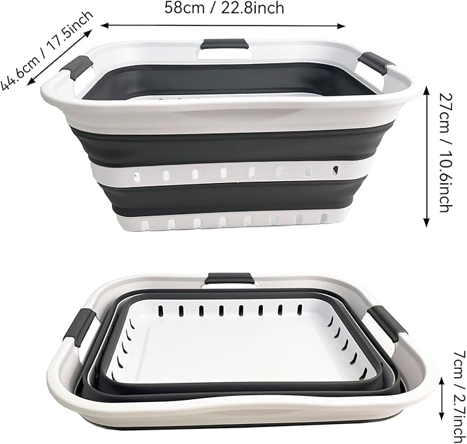 SAMMART 42L (11 gallon) Collapsible Plastic Laundry Basket - Foldable Pop Up Storage Container/Organizer - Space Saving Hampe