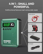 YESPER Jump Starter with Air Compressor 2000A 150PSI Battery Jumper Starter Portable(8L Gas/6L Diesel) 12V Car Jump Pack
