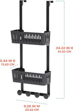Zenna Home SnugFit Over the Door Caddy Organizer with 2 Storage Baskets and 4 Hooks, Over Door Hanging Organizer for Bathroom