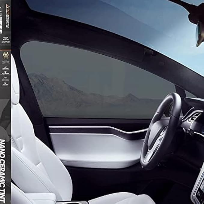 MotoShield Pro 25% VLT Nano Ceramic Window Tint for Car 24” in x 5’ ft 2PLY Roll High Heat Rejection & Glare Reduction Auto Tint Privacy Film, Rejects up to 99% IRR, 99% UV Blocking, Easy DIY Shrink