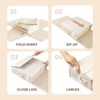 6Pack Linen Sheet Organizers and Storage - King/Queen Size Sheet Storage Organizer with Window, Foldable & Dustproof Sheet Or