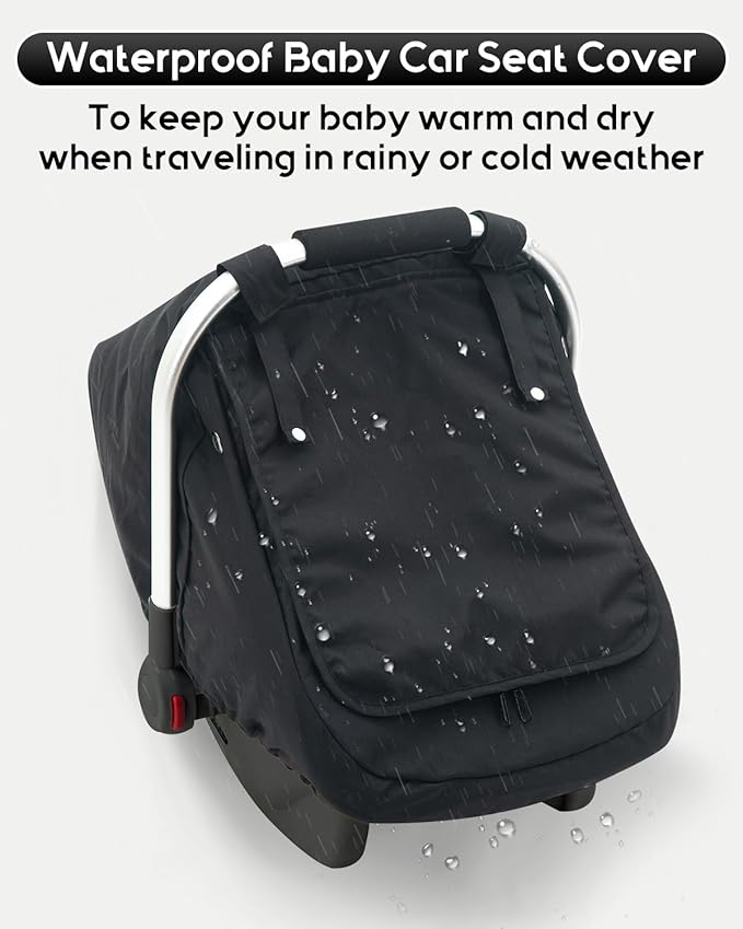 Waterproof Baby Car Seat Cover, Warm Carseat Cover for Cold Weather, Infant Car Seat Canopy with 2 Breathable Vents, 3D Mink 
