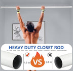 Closet Rod, 17 to 68Inch Closet Rods for Hanging Clothes, Heavy Duty Adjustable Closet Hanging Rod Bar White Closet Poles for
