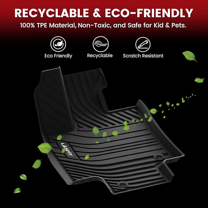 LASFIT Front Mats Fit for Tacoma 2016-2023 (Only Fit Auto Tran), Custom Fit All Weather Protection Durable TPE Floor Liners for 2024 2025 2026 Tacoma Accessories Front Row Car Mats, Black