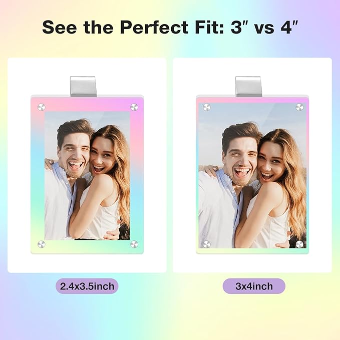 HIIXHC 2Pcs Car Picture Holder, Colored Car Visor Photo Clip, Magnetic Car Sun Visor Picture Holder for 3" Photos, Car Photo Holder, Car Visor Photo Frame for Car Accessories Interior Decor