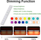 Diomart 48 LED Under Cabinet Lighting Wireless, 15 Colors Changeable Rechargeable RGB Under Cabinet Lights Remote Control Under Counter Lights Mini Night Light Bar for Indoor Display Shelf, 4 Pack