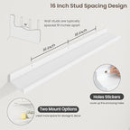 Axeman 40 Inch Floating Shelves | White Picture Ledge Shelf Set of 3 | Rustic Wood Wall Shelves with Lip | 40" White Picture 