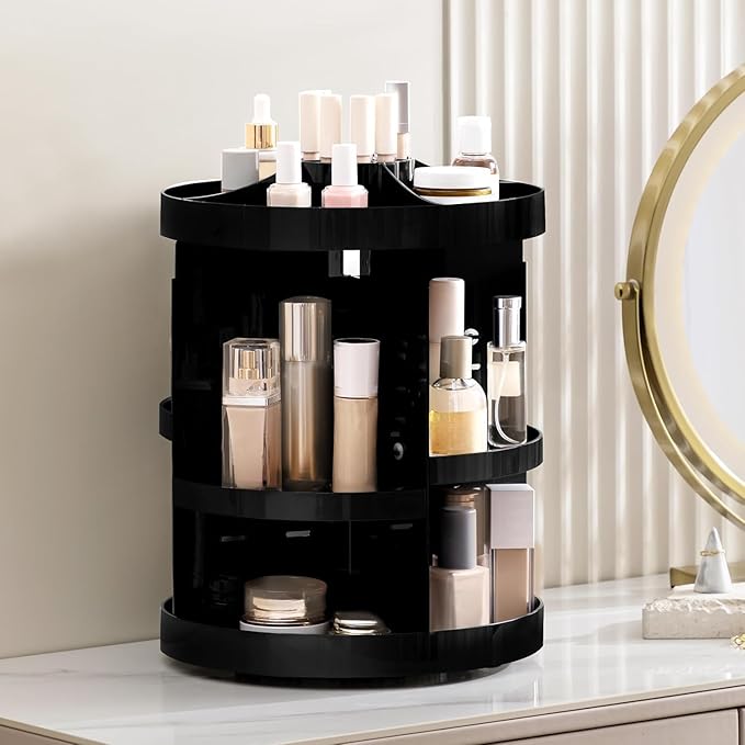 HBlife Extra Large 360 Rotating Makeup Organizer Adjustable Carousel Large Capacity Revolving Perfume Organizer Skincare Orga