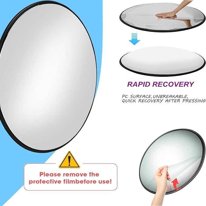 18” Polycarbonate Outdoor Convex Security & Blind Spot Mirror - 160° Wide Angle, Shatterproof PC Material with Auto Recovery, Rust-Proof Bracket for Parking Lots, Warehouses, Schools, Offices & More