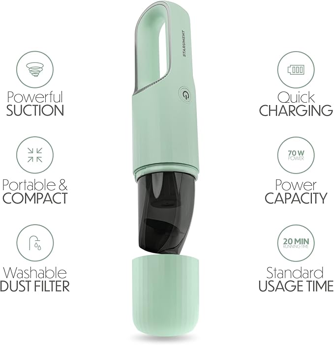 STARUMENT Vacuum Cleaner for Dust, Pet Hair Dirt Home, Car Interior Lightweight, Portable, Handheld, Cordless, Easy to Use, C