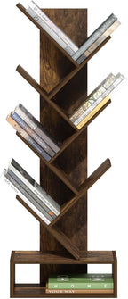 Furinno Tree Book Shelf, 7-Tier Bookshelf, Tree Bookcase with Bottom Shelf, 8.4 x 16.9 x 46.2, for Living Room, Bedroom, Home