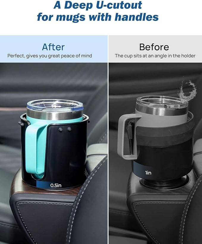 JOYTUTUS Upgraded Car Cup Holder Expander with Offset Base, Compatible YETI Ramblers, Hydro Flask, Large for Hold 18-40 oz Bo