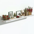 Vivelove Elm Wood Floating Shelves, Wooden Shelves for Wall with Invisible Bracket for Living Room Bedroom Bathroom Office Bo