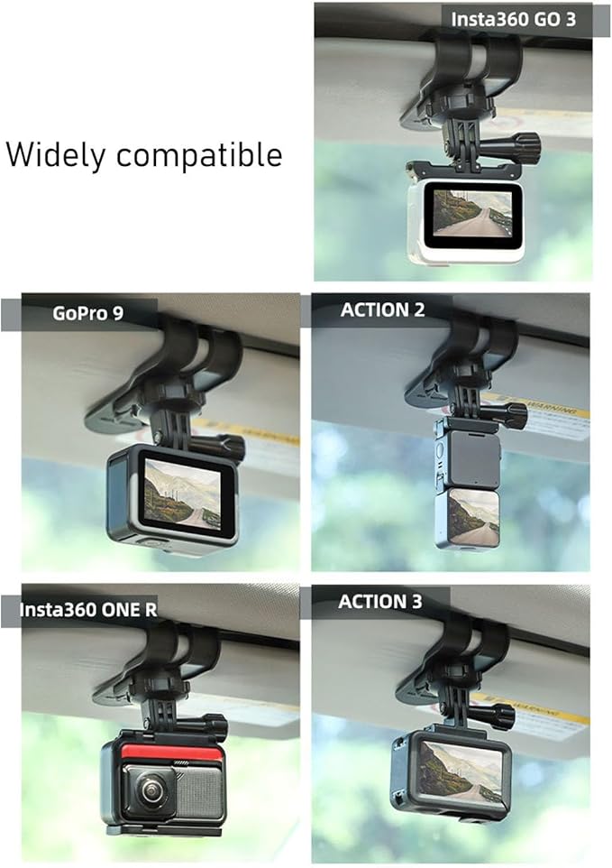 Video Sun Visor Mount Bracket Visor Mount for Dash Cam Quick Release Easy Install Stable 180 Degree Rotation for Action Camera
