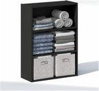 Furinno Reed Closet Organizers and Storage, 3-Tier Closet Organizer, Open Shelf Closet Storage, for Wardrobe, Bedroom, Living