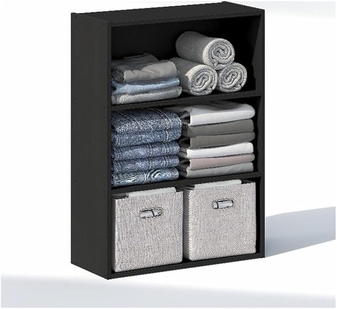 Furinno Reed Closet Organizers and Storage, 3-Tier Closet Organizer, Open Shelf Closet Storage, for Wardrobe, Bedroom, Living
