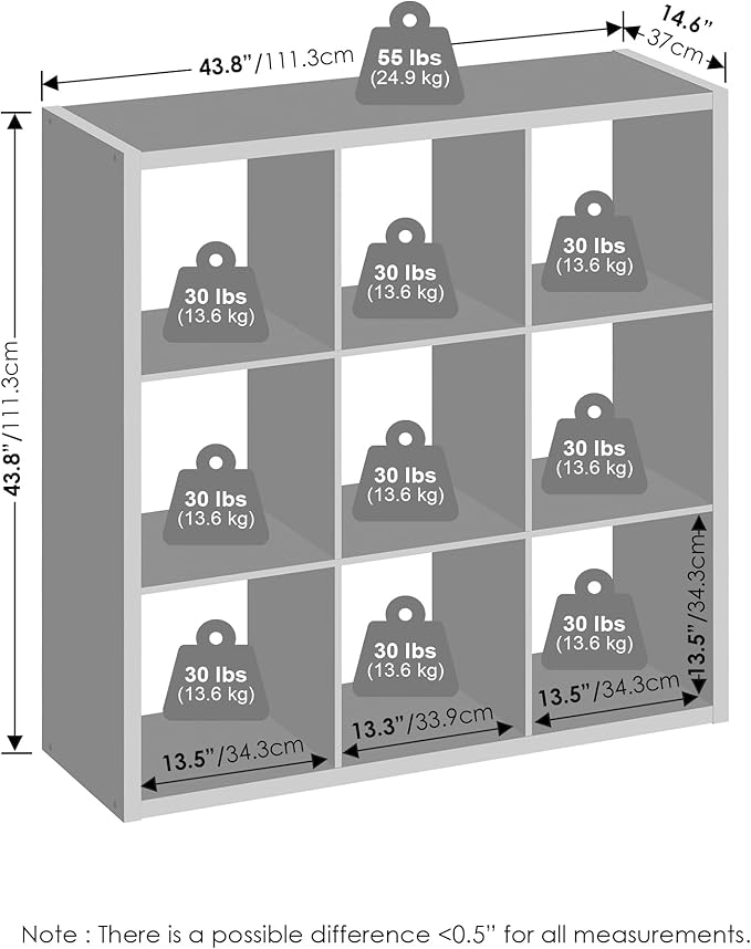Furinno Cubic Closet Organizers and Storage, 9-Cube Closet Organizer, Open Shelf Closet Storage, Extra Thick Frame for Wardro