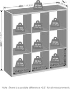 Furinno Cubic Closet Organizers and Storage, 9-Cube Closet Organizer, Open Shelf Closet Storage, Extra Thick Frame for Wardro