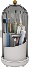 Toothbrush Holders with Cover, Drainage Rotating Electric Toothbrush Organizer, 3 Slots Tooth Brush Holder for Bathroom Count