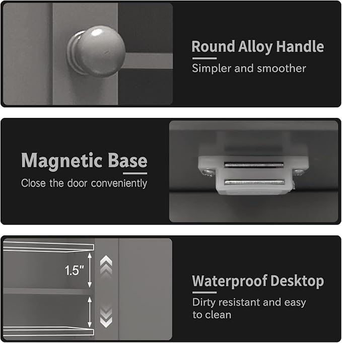 TaoHFE Grey Bathroom Cabinet,Bathroom Wall Cabinet with 2 Door Adjustable Shelves,Over The Toilet Storage Cabinet,Bathroom Ca
