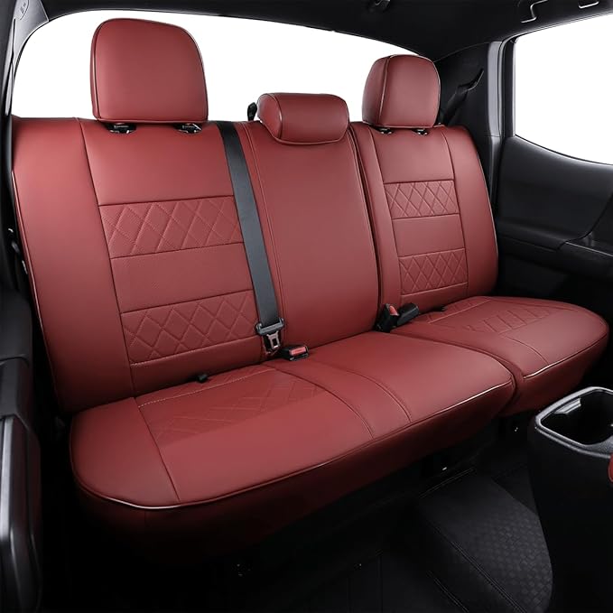 EKR Custom Fit Tacoma Leather Car Seat Covers for Select Toyota Tacoma 2012 2013 2014 2015 (TRD Sport Seats)- Full Set,Leathe