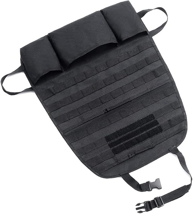 Car Seat Back Organizer, Tactical Molle Nylon Vehicle Panel Universal Fit Car Backseat Cover Protector (Olny Black molle seat organizer)
