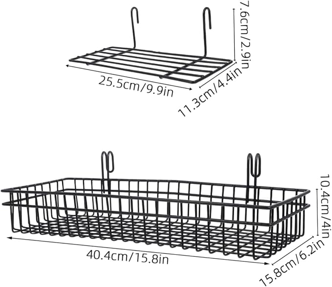 ORFOFE 2pcs Hanging Wire Shelf Storage Baskets Wall Mounted Bins Large Wire Baskets for Home Organization