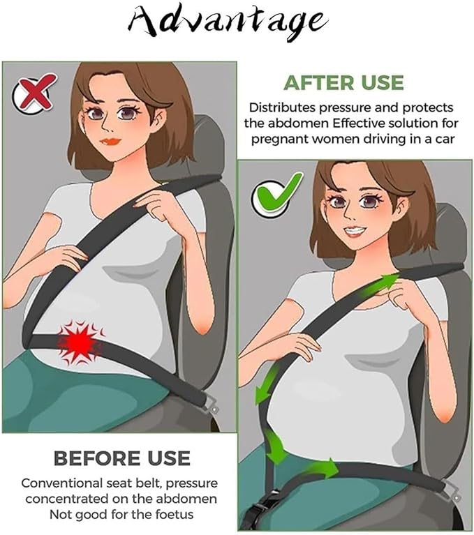 Car Seat Belt Cover for Pregnancy, Soft Harness for Neck and Abdomen Protection, with Adjustable Strap Soft Harness, Comfort Enhancer for Maternity Car Universal Travel(White)