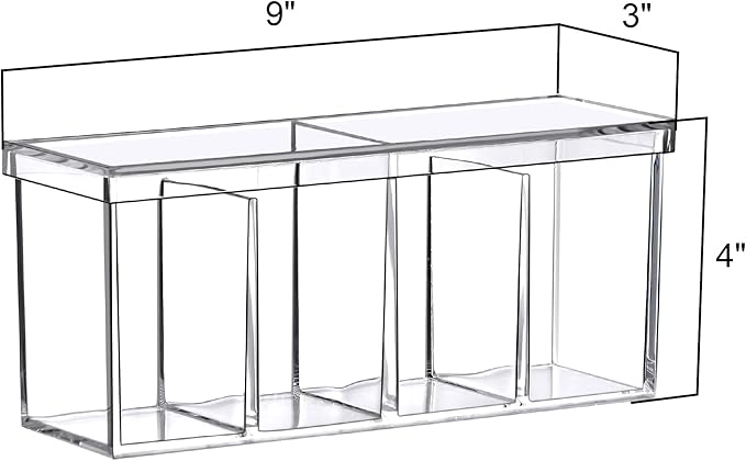 Amazing Abby - Qutie - Acrylic 4-Compartment Makeup Organizer with Lid, Clear Plastic Bathroom Vanity Organizer, Great for Co
