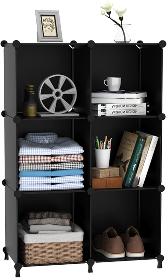 AWTATOS Cube Storage Organizer, Storage Cubes Shelves Bookshelf, 6 Cube Closet Organizers and Storage, DIY Stackable Plastic 