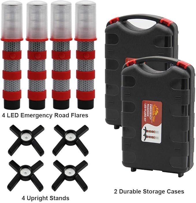 Twinkle Star Emergency Roadside Flares Kit LED Safety Strobe Road Warning Light Highway Beacon Alert Flare with Magnetic Base