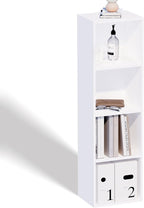 4 Cube Storage Organizer,Wooden 4-Tier Open Shelf Bookshelf,Versatile Storage Cubes for Living Room，Bedroom,Home Office,(Whit