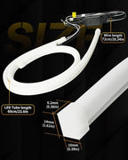 Qasim Sequential Turn Signal 24inch Led Car DRL Daytime Running Lights Strip 12V Auto Headlight 60CM White/Amber Flowing-1Pair