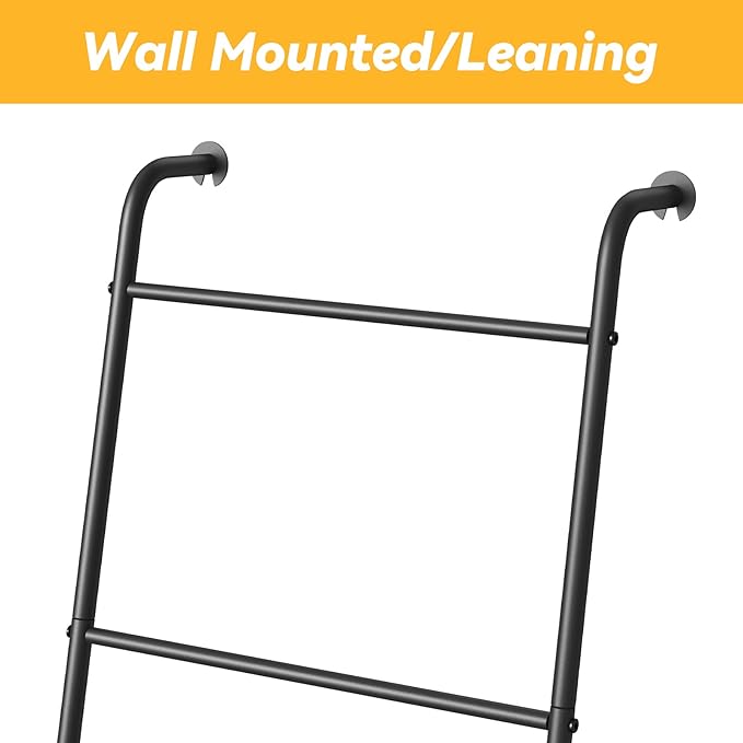 ABQ Blanket Ladder Outdoor Towel Rack for Pool, Decorative Metal Holder for The Living Room Bathroom, Black