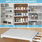 Closet Tension Shelf Rod Expandable Shelf, Adjustable Metal Storage Rack, DIY Organizer Divider Separator for Cabinet Wardrob