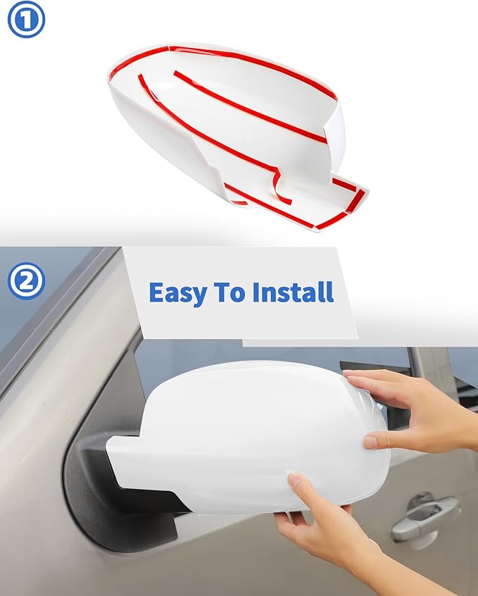Rear view Mirror Fully Caps Covers Compatible with 2007-2014 Chevy Silverado GMC Sierra Avalanche Tahoe Suburban Yukon Escalade ESV Left Right Side View Mirror Cover Caps, White