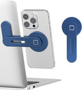 CloudValley Adjustable Laptop Stand, Magnetic Phone Holder, Aluminum Slim Computer Monitor Side Mount Clip for iPhone MagSafe Series & All Phones, Portable Foldable Computer Expansion Bracket,Blue