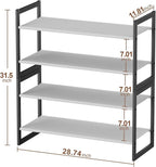4-Tier Shoe Rack for Closet & Entryway, Stackable Shoe Organizer with Screw-Fastened Metal Frame, Less Wobble Design, Heel-Fr