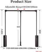 Pull Down Clothes Rail,Extendable Wardrobe Rod,Adjustable Telescopic Lift with Return,Wardrobe and Closet Clothing Storage,Sp
