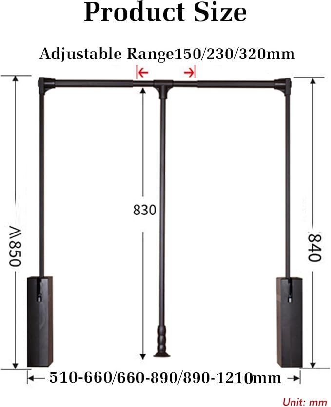 Pull Down Clothes Rail,Extendable Wardrobe Rod,Adjustable Telescopic Lift with Return,Wardrobe and Closet Clothing Storage,Sp