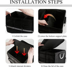 Trunk Organizer With Lid, Collapsible Waterproof Oxford Car Organizer with Aluminum Handle Base Plate, 2-Compartment 28L