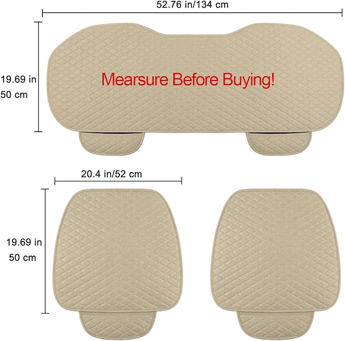 West Llama Linen Car Seat Covers,Bottom Seat Covers for Cars Include 1 Pair Front Driver Seat Pad Mat and 1 Rear Bench Cover 