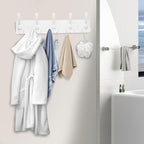 Kuhome 2pcs Coat Rack Wall Mount Coat Hooks Wooden Hat Rack for Wall Hooks Pine Real Wood Plank 16.9" White Coat Hanger with 