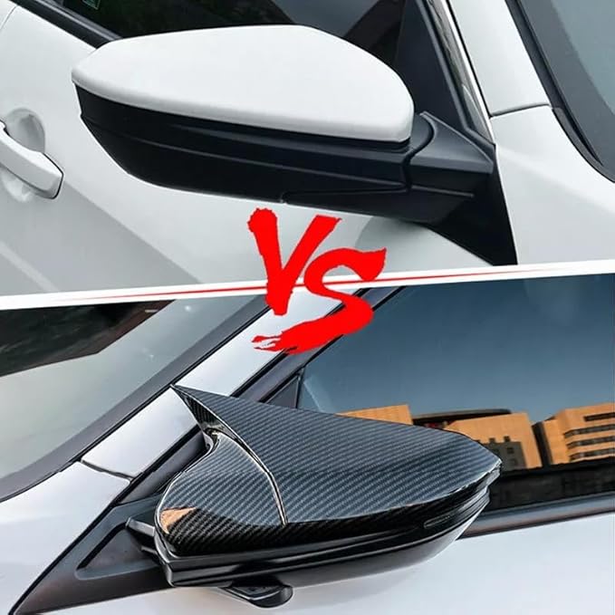 Side Mirror Cover Caps Rearview Cover ABS Ox Horn Door Side Mirror Trim Cover For Honda Civic 10th Gen 2016-2021 (Carbon Fiber)