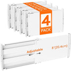 Lifewit 8" High 4 Pack Deep Drawer Dividers, 13.8-22.5" Adjustable Drawer Divider for Clothes with 12 Pack Drawer Dividers 4"
