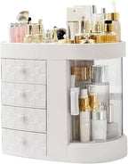 Makeup Storage Box Plastic Makeup Organizer with Drawers，Perfume Display Case and Cosmetic Storage Box，Great for Bathroom, Dr