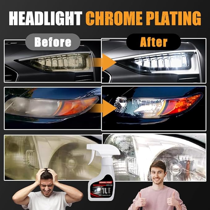 Automotive Headlamp Restoration Fluid Kit, Headlight Restoration Kit Car Headlight Restorer with Sponge and Towel, Headlight Cleaner and Restorer Kit for Car (2pcs)