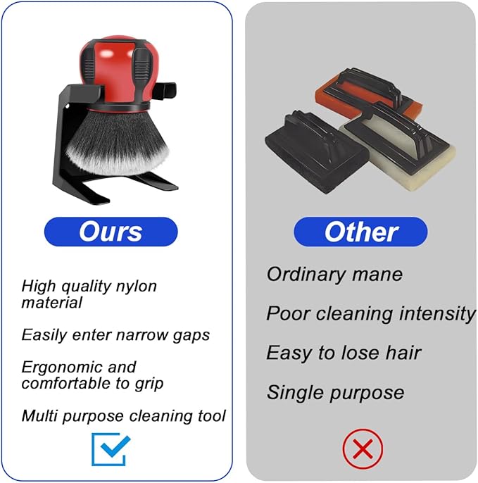 AUCELI Car Detailing Brush, Ultra Soft Auto Interior Dusting Brush with Storage Rack, Car XL Synthetic Brush Cleaning Tool, U