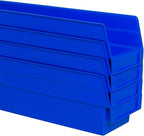 Akro-Mils 30120 Plastic Shelf Bins, Heavy Duty Storage Bins for Garage, Closet, and Drawer Organization, 12" x 4" x 4", Blue,