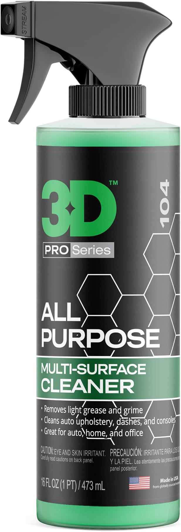 3D All Purpose Cleaner – High-Performance Interior & Exterior Car Cleaner for Vinyl, Leather, Plastic, Fabric, Carpet & More 